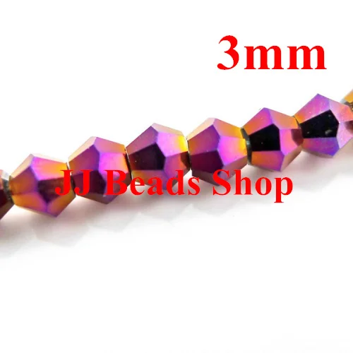 

Free Shipping!1500pcs/Lot Chines 5301 bicone bead in strand 3mm Crystal Metallic Purple 2x colour crystal bicone beads B130453