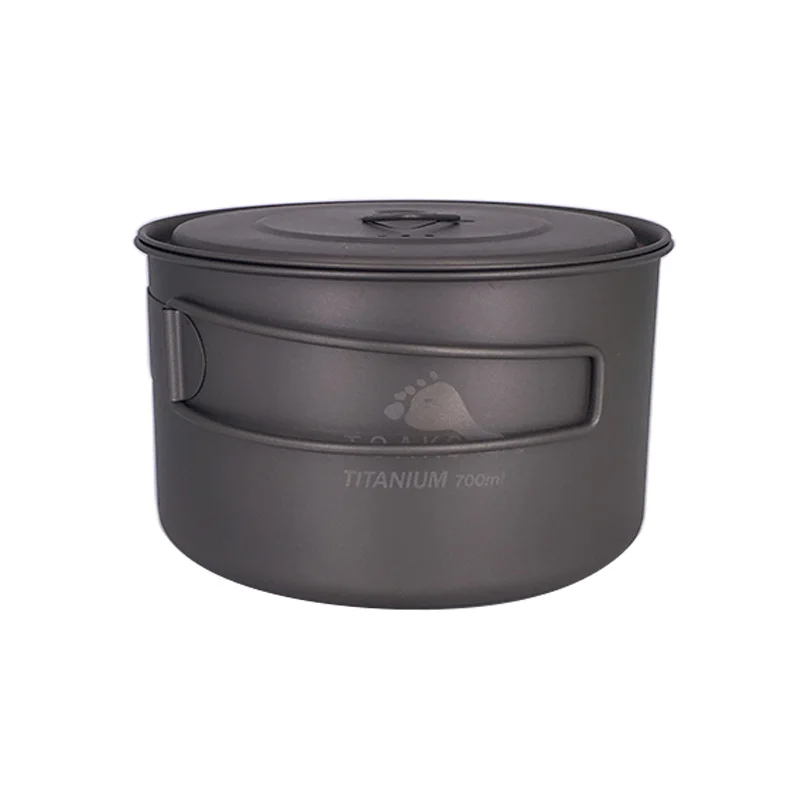 TOAKS POT-700-D115-L Сверхлегкий для улицы, для кемпинга, титановый горшок толщиной 0,3 мм титановая чашка с крышкой 700 мл