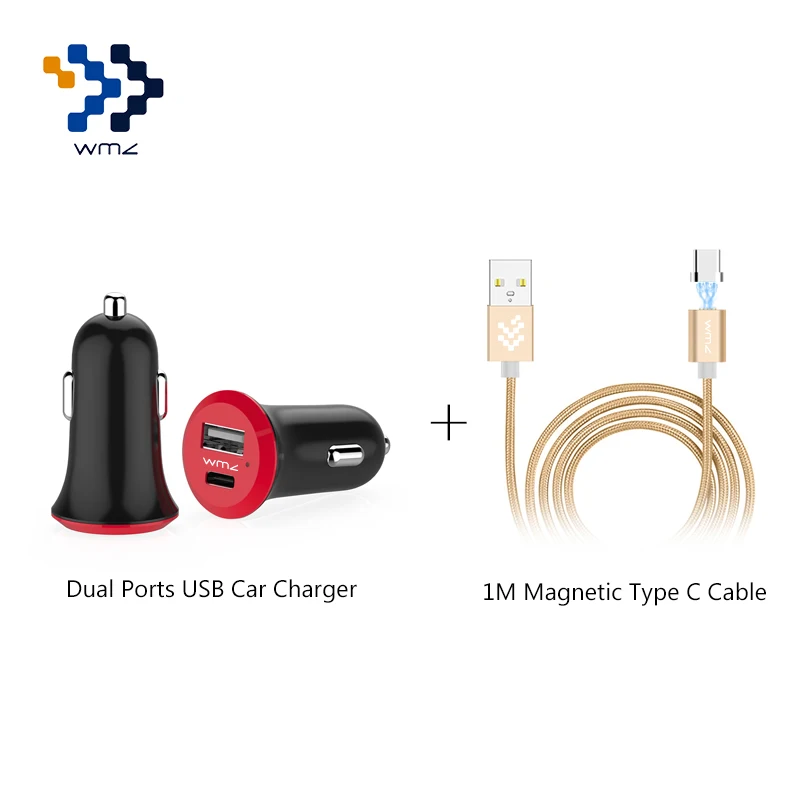 WMZ 2 порта автомобильное зарядное устройство USB 0 и 3 1 Type C Интерфейс 3A + м Магнитный