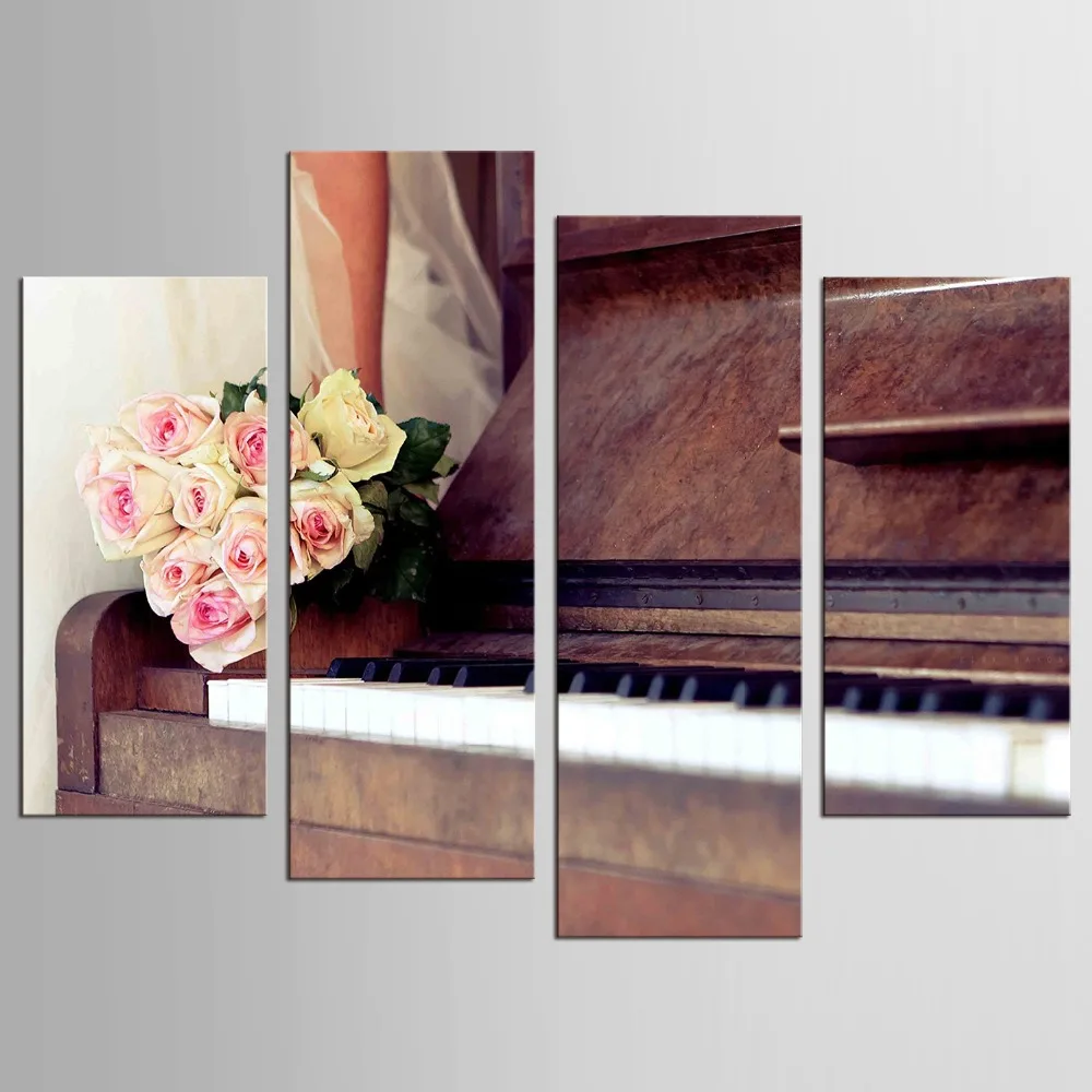 Винтажные картины для домашнего декора 4 шт./компл. фортепиано инструмент
