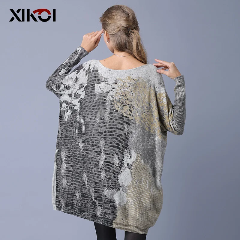 Длинный свитер XIKOI женский джемпер весенний пуловер оверсайз повседневный - Фото №1