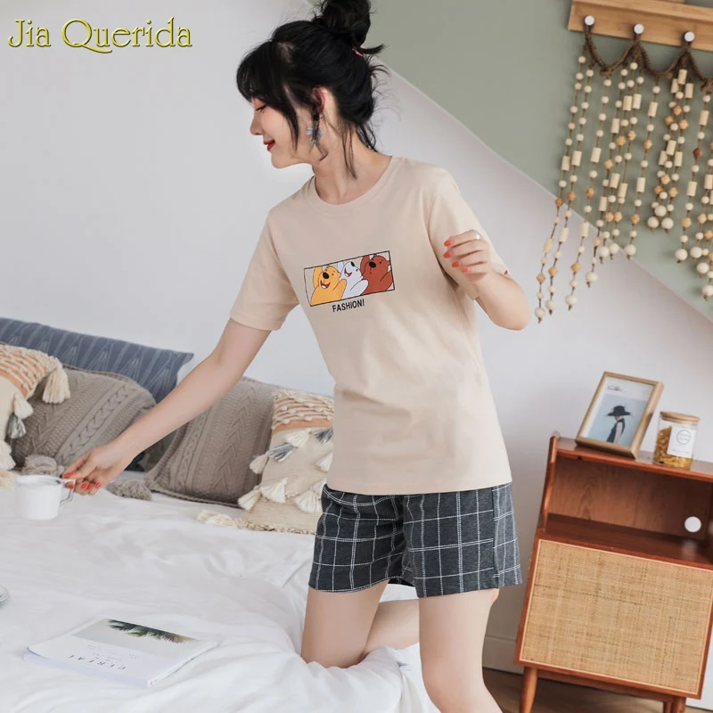 Женские пижамы летние короткие штаны с короткими рукавами пижама принтом из