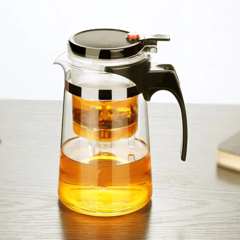 One Button Filter Convenient Teapot High Quality Heat Resistant Glass Teapots Indoor Office Puer Coffee Teaware with Strainer | Дом и сад