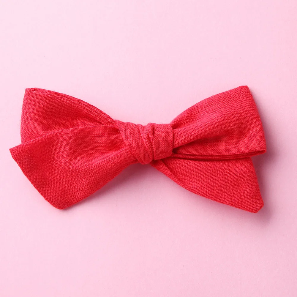 Red with Clip Ручная работа, школьный нейлоновый бант или заколки для волос, цветочный принт, тканевый бант, повязки на голову, подарок для детского душа - Цвет: Red with Clip