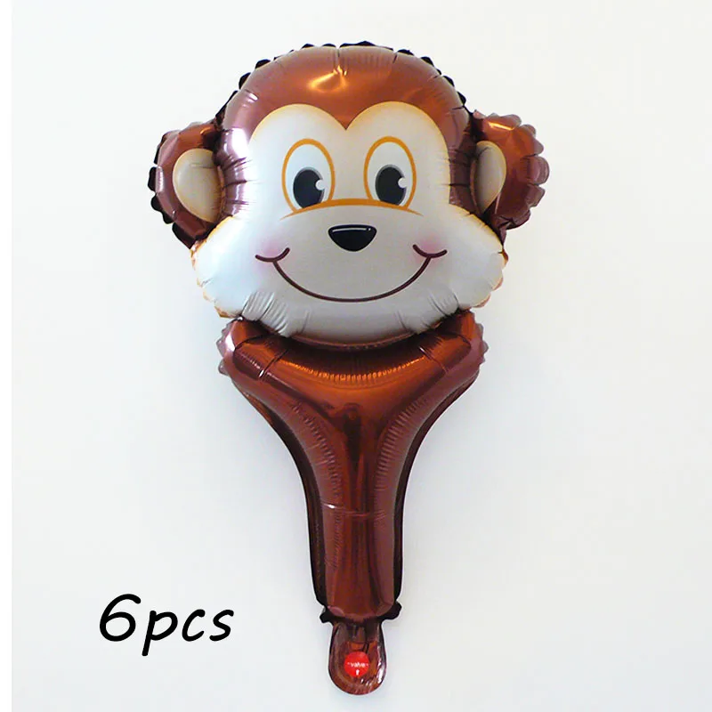 monkey 6pcs 6 шт ручные воздушные шары из фольги в виде головы животного тигра льва надувные воздушные шары джунгли вечерние украшения детские игрушки День рождения Декор - Цвет: monkey 6pcs