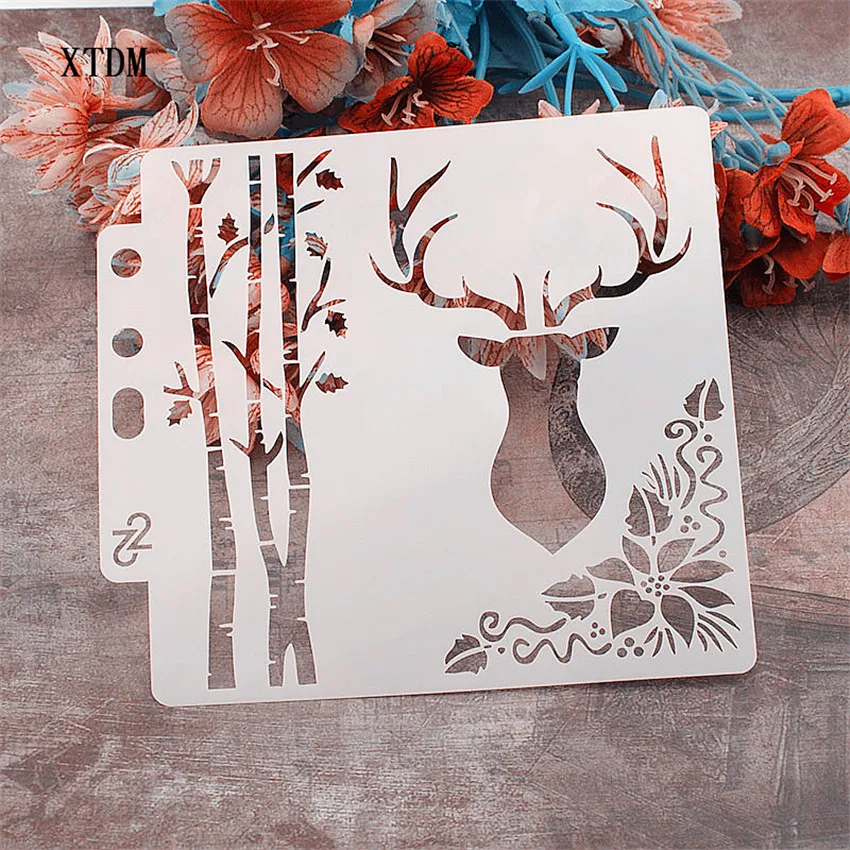 Antler head plastic mold shield DIY cake scrapbook stencils hollow Embellishments printing lace ruler Valentine's Day | Дом и сад