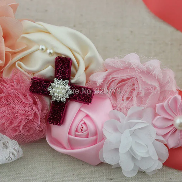 Новый коралловый цвет слоновой кости розовый цветок пояс Винтажный стиль с