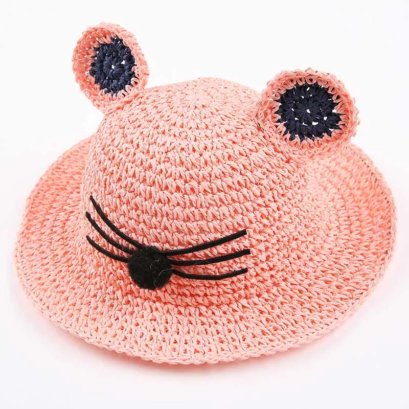 Детская соломенная шляпа с милым рисунком Летняя для маленьких девочек детская