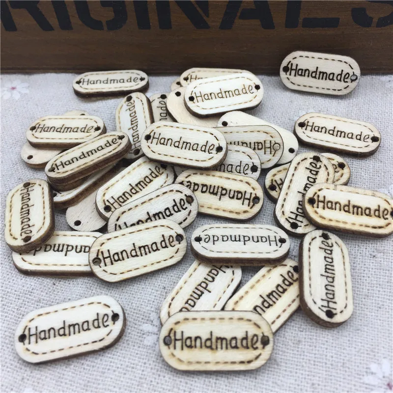 

100pcs Natural Wood Square Oval Handmade Connectors Chips Buttons Embellishments DIY Crafts 24x12mm