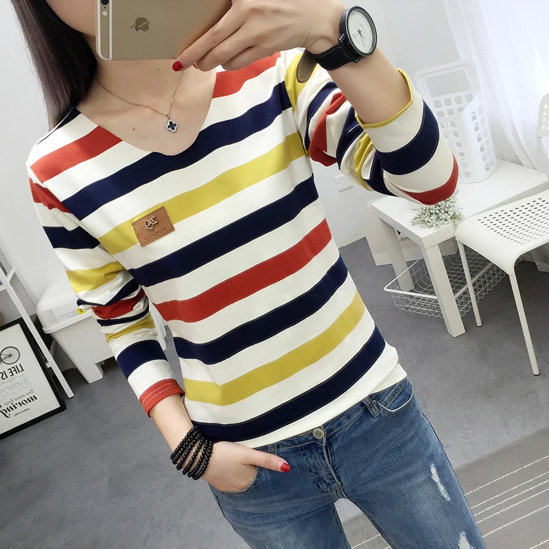 Специальное предложение корейская весенняя женская футболка модная с длинными
