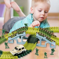 road assembly flexible race track bend set with accessories military vehicles martial theme designed for boys play military trac