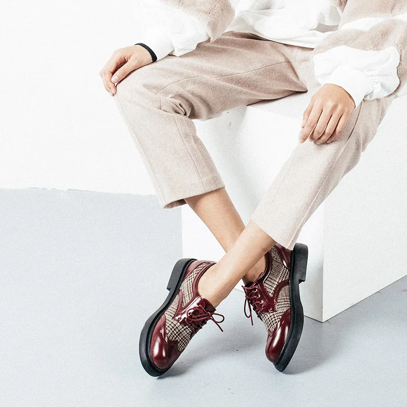 Оксфорд Обувь для Для женщин Платформа 2018 весенние туфли женщина круглый носок