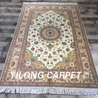Yilong 4'x6' handknotted turkish parlor use thin soft rug floral handmade wool silk carpet (WY2070S4x6)