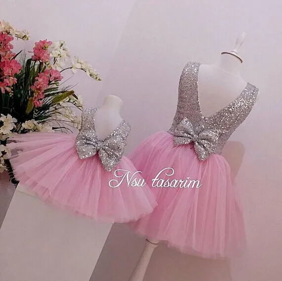 Gorgeous pink tulle puffy baby girl tutu dress with bow bling sequins infant 1st birthday party outfits | Детская одежда и обувь