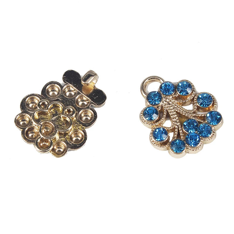 20 комплектов застежки для рукоделия кнопки синий кристалл золотой цвет