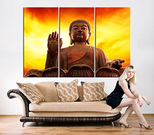 Большая статуя Будды художественная живопись на холсте современное искусство