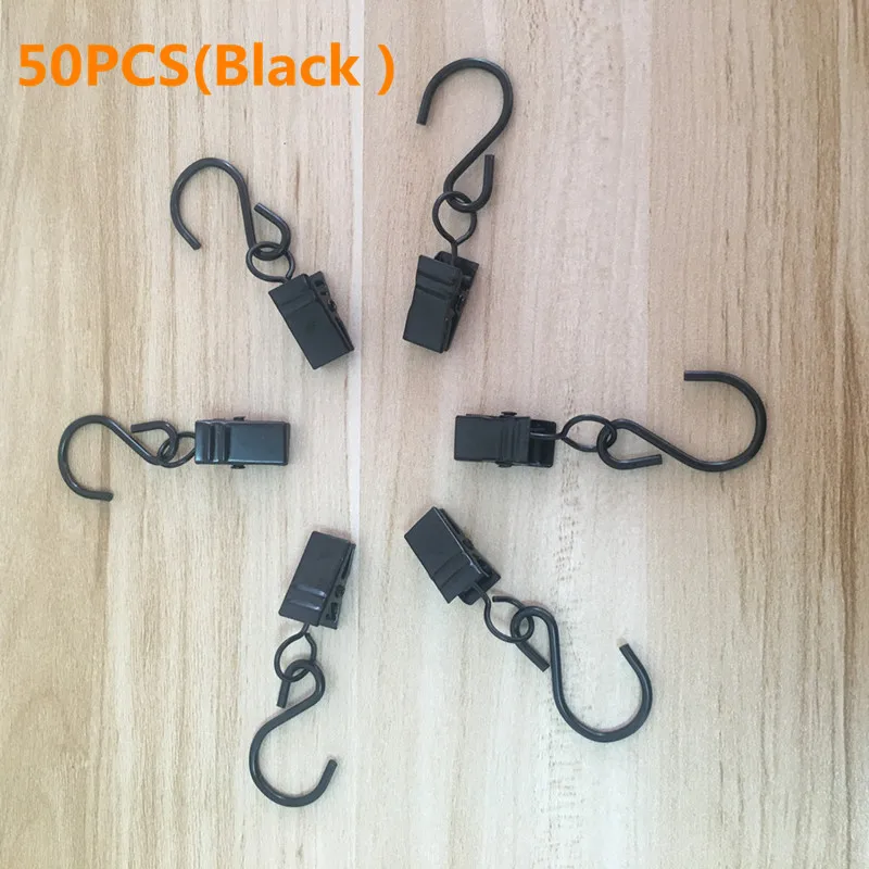50PCS Black Hooks VNL 50 шт. металлические Висячие Крючки s-образной формы с зажимами для занавесок фото картина вечерние G40 гирлянды для активного отдыха принадлежности - Испускаемый цвет: 50PCS Black Hooks
