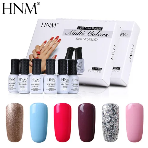 NO.3 HNM 6 шт./компл. Гибридный Лаки УФ-гель для ногтей штамповки набор для полировки ногтей подарочной коробке! полупостоянная твердые, Гель-лак для ногтей DIY Kit 8 мл - Цвет: NO.3