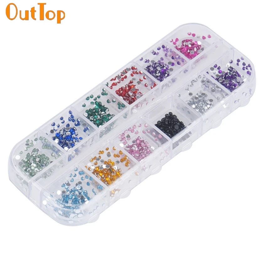 Цветные женские украшения для ногтей OutTop жемчужные стразы дизайна наклейки с 12