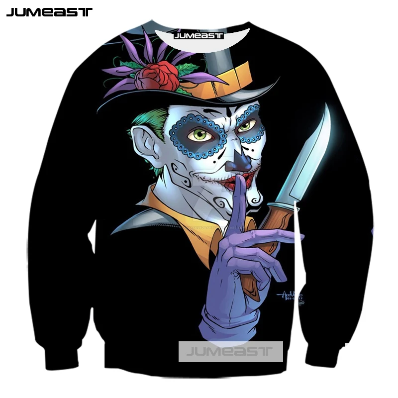Jumeast 3d Печатный DC Comics Джокер для женщин/мужчин с длинным рукавом Harajuku Хип-Хоп