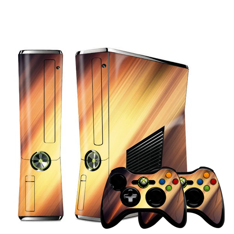 Виниловый чехол для консоли Microsoft Xbox 360 SLIM с 3d-изображением коричневого дерева