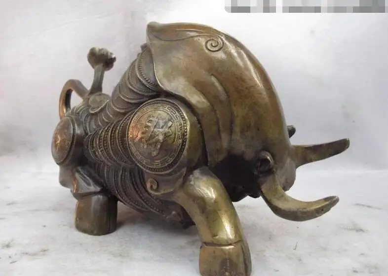 7 &quotКитайский Королевский Медь бронза RuYi Скульптура монета богатства бык