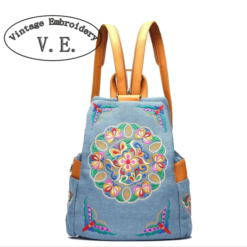 Новинка 2019 модные женские рюкзаки с вышивкой повседневный рюкзак в этническом
