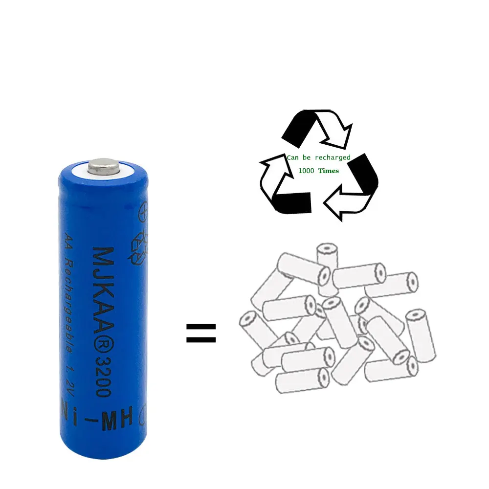 4 шт. АА 1.2В Ni-MH 3200mAh Батарея 2A аккумуляторы перезаряжаемые Ni-MH для дистанционного управления игрушками с LED-подсветкой.