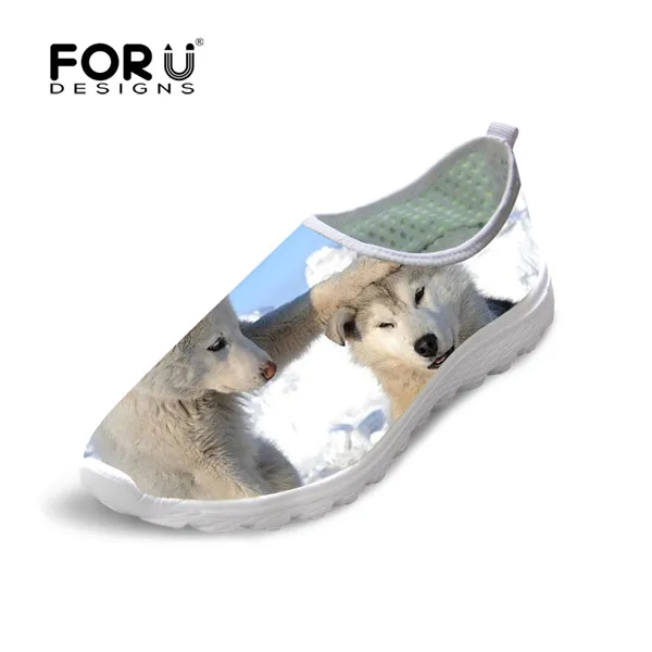 FORUDESIGNS/женские милые кроссовки с рисунком собаки хаски; модные повседневные Летние сетчатые туфли на плоской подошве для девочек; Легкие ботинки для ходьбы для женщин - Цвет: H2159AA