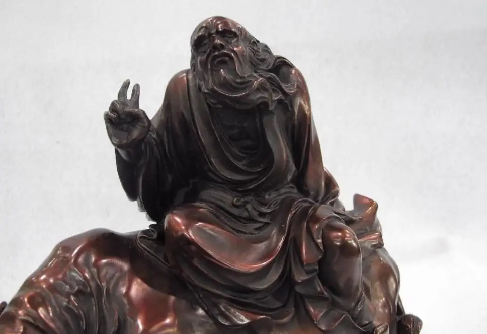 China Red Copper Famous Confucian Lao Zi on Buffalo Ox Bull Wealth Oxen Statue | Дом и сад