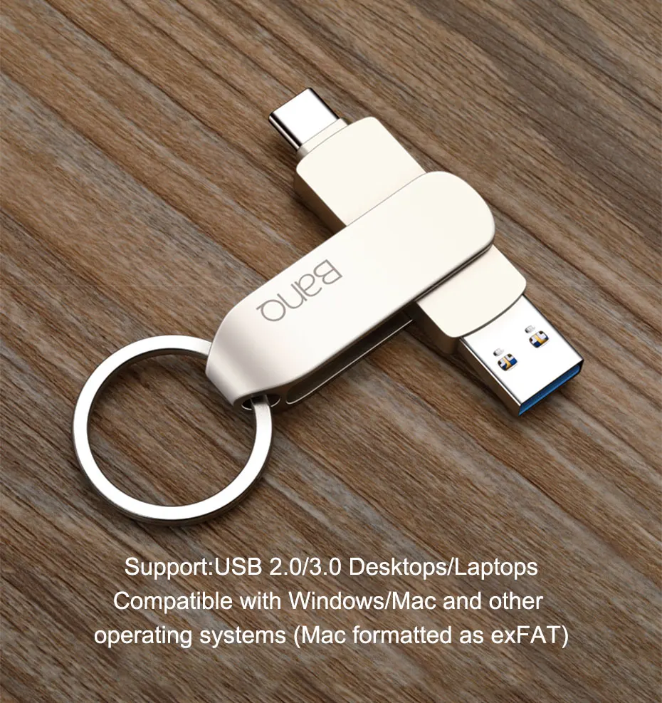 BanQ C90 USB флеш-накопитель 32 Гб OTG металлический USB 3,0 флеш-накопитель ключ 64 Гб Тип C3.1 высокоскоростной мини-флеш-накопитель карта памяти