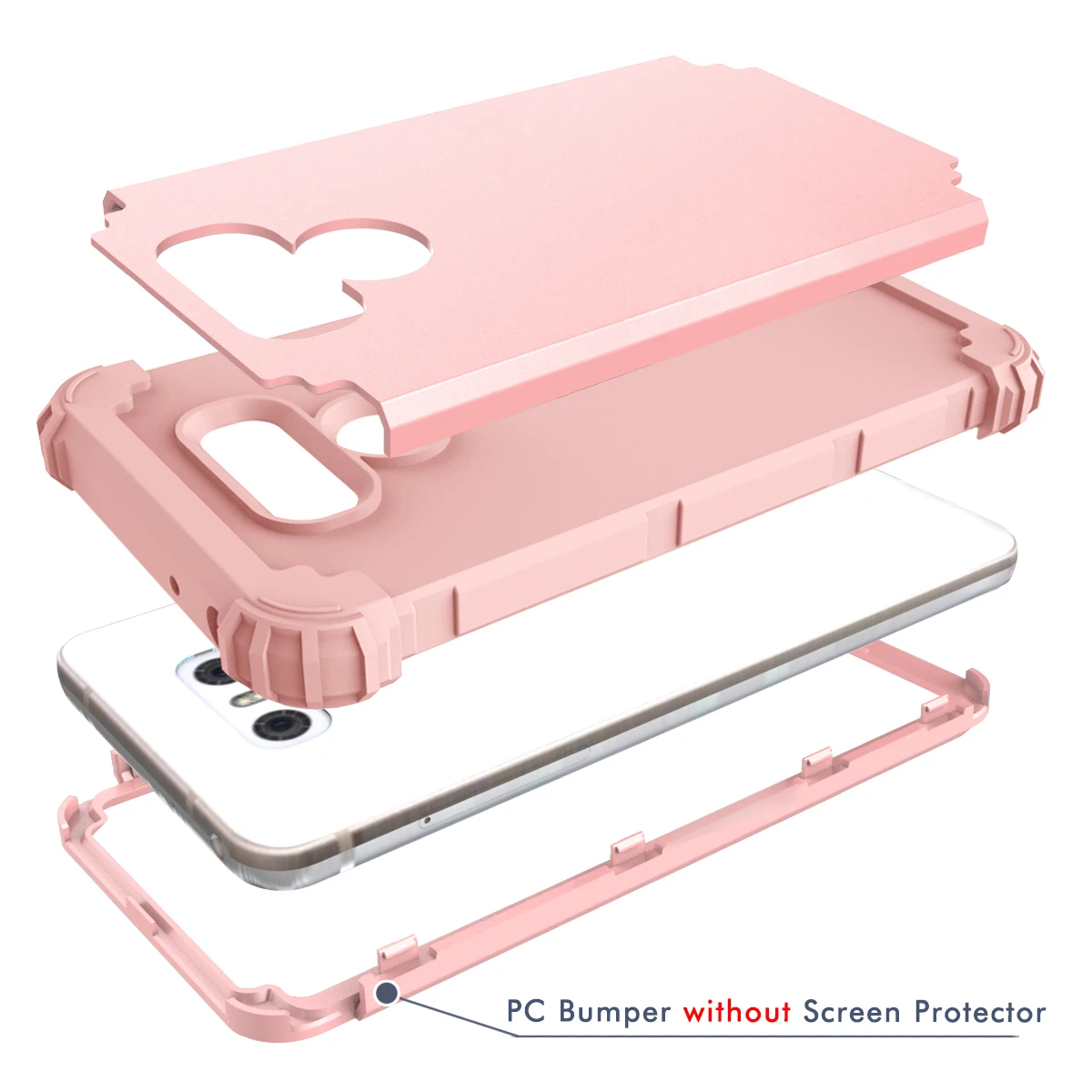 Shockproof Phone Cases for LG G6 Hard PC+Soft TPU 3-Layers Hybrid Full-Body Protect Cover G6(2017) Anti-Knock Shell |