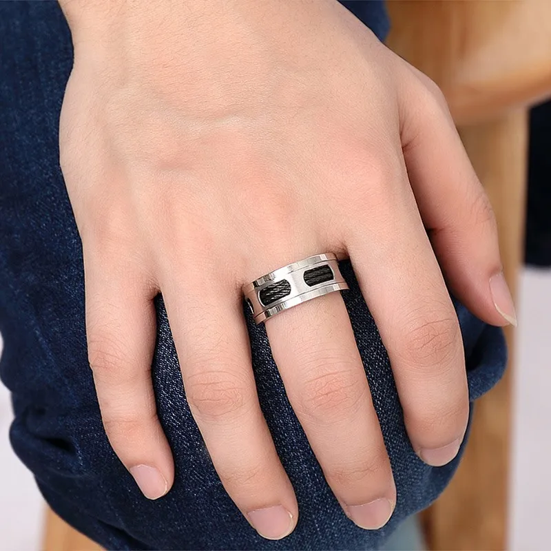 Vnox 10 мм Нержавеющая сталь Для мужчин кабель Провода инкрустированные кольцо