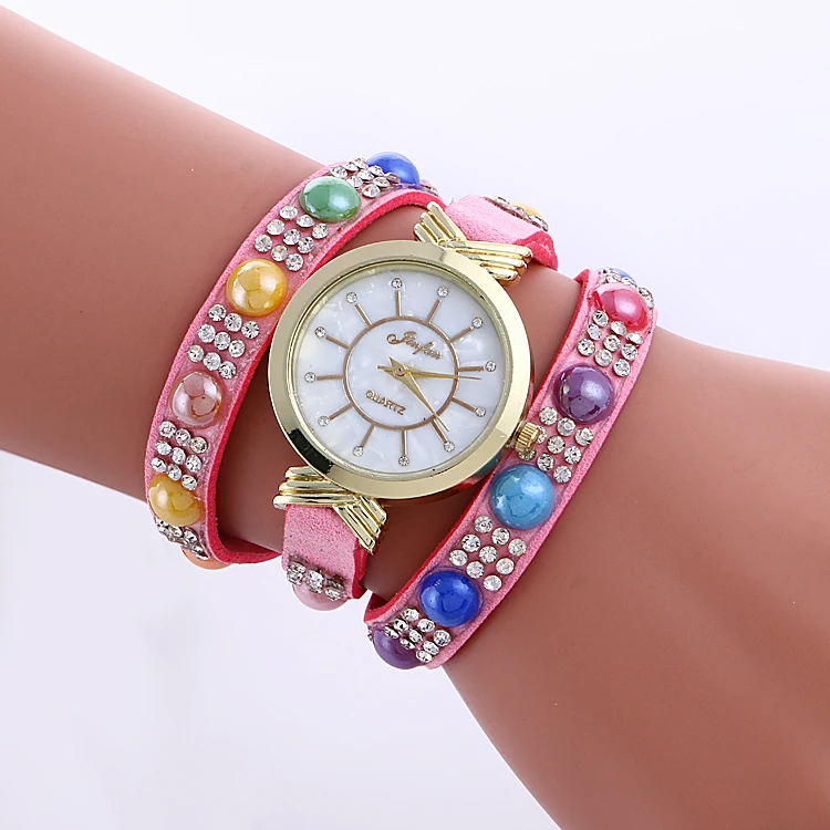 100 шт./лот jinfan красочные женские часы с бусинами Модные кварцевые наручные