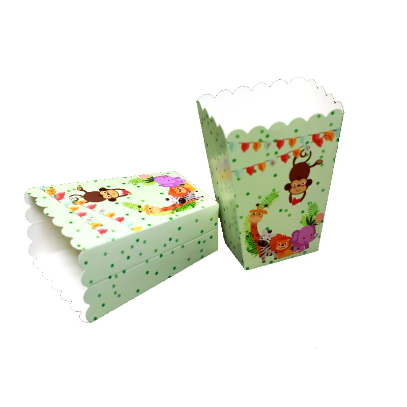 6 штук упак. сафари тема попкорн коробки День Рождения украшения детский душ