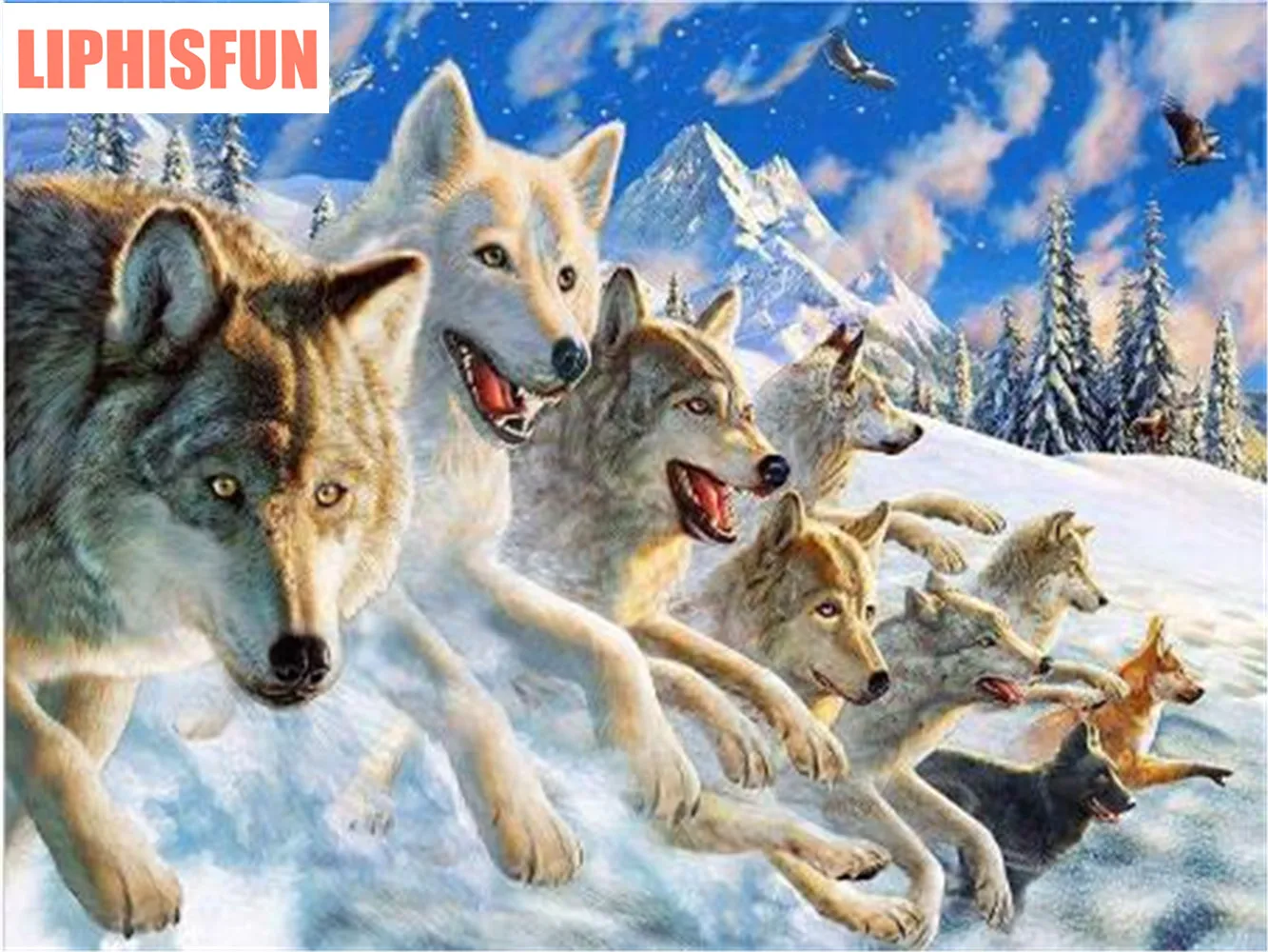 LIPHISFUN полный квадратный алмаз 5D поделки алмазов картина животных Волк Вышивка
