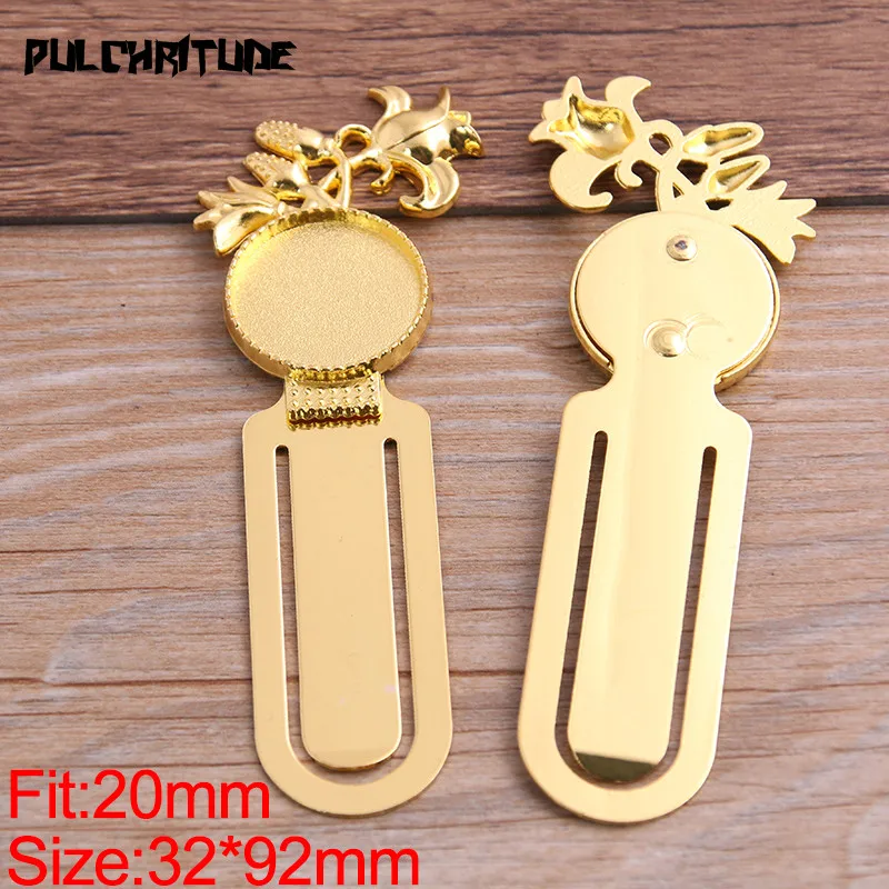  2pcs 20mm Inner Size Two Color Vintage Petunia Style Handmade Bookmark Cabochon Base Cameo Setting 32*92mm T6901 | Украшения и