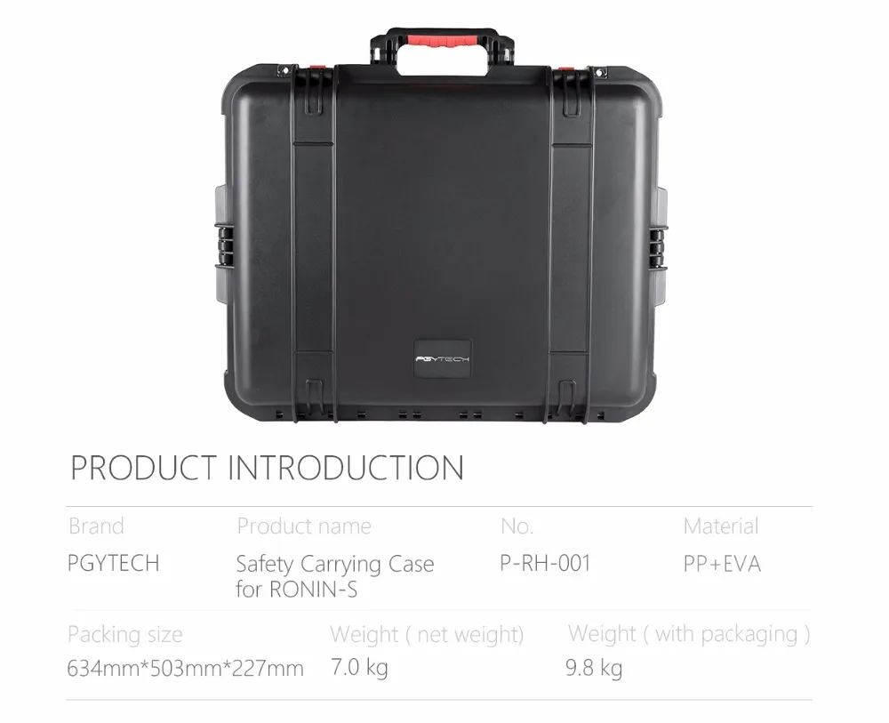 PGYTECH DJI Ронин безопасности Водонепроницаемый EVA корпус коробки сумки чехол для DJI Ронин S и цифровых зеркальных камер Canon sony портативный случае