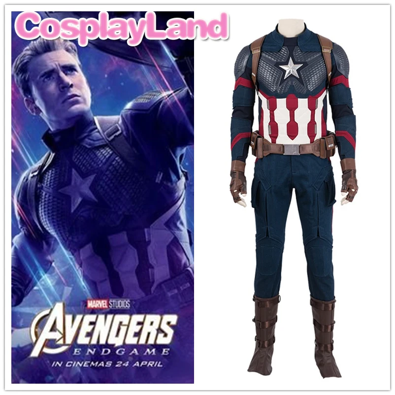 Мстители 4 эндшпиль Капитан Америка косплей костюм наряд Steve Rogers супергерой