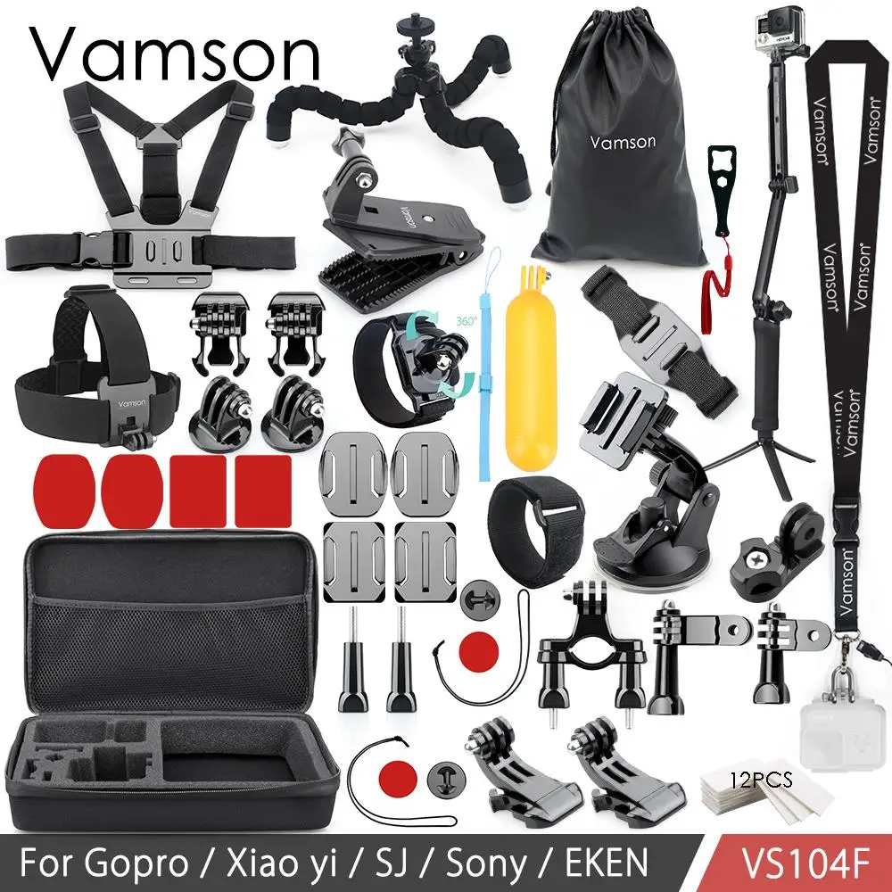 Vamson для Gopro набор аксессуаров для Eken H9R для Gopro Hero 8 7 6 5 4S крепление селфи палка Штатив для Yi 4K для Mijia комплект VS104F - Цвет: VS104F