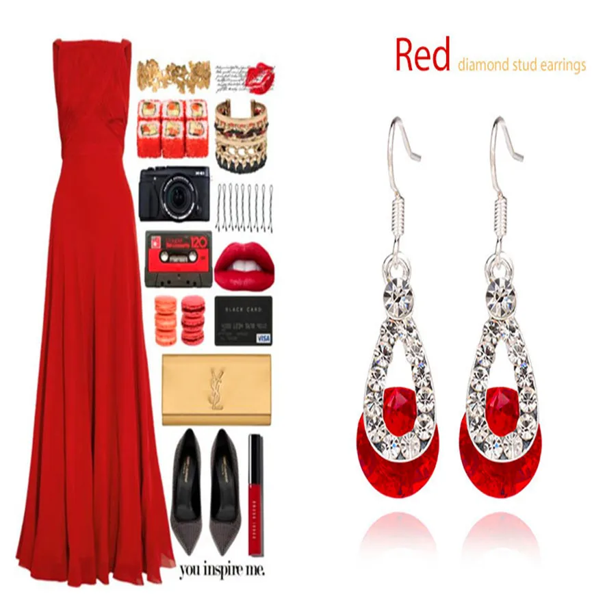 Стильный бар Новый 4 цвета стиль Висячие серьги кристалл кулон дамы длинный абзац