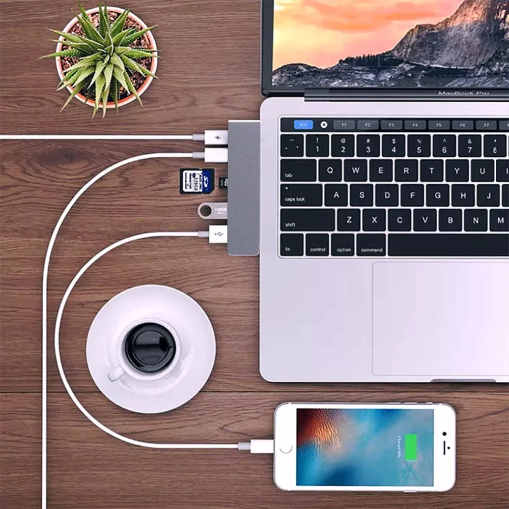 USB-C концентратор к HDMI 4k USB C адаптер с SD/Micro SD кардридер 3 0 порт питания комбо для