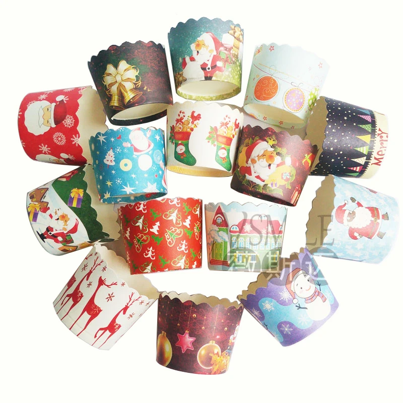 100 шт. Золотая сосна снеговик Хэллоуин Рождественская Бумага торт кекс лоток