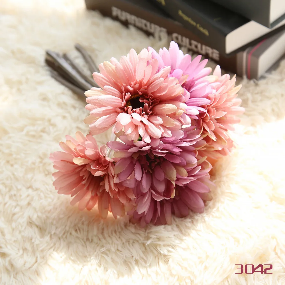 7 головок искусственных Гербер Маргаритка композиция Шелковый свадебный цветок