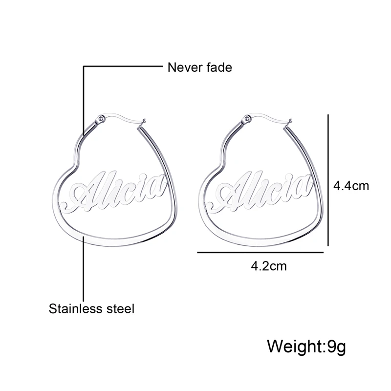 Висячие серьги из нержавеющей стали с именной табличкой для женщин и девочек