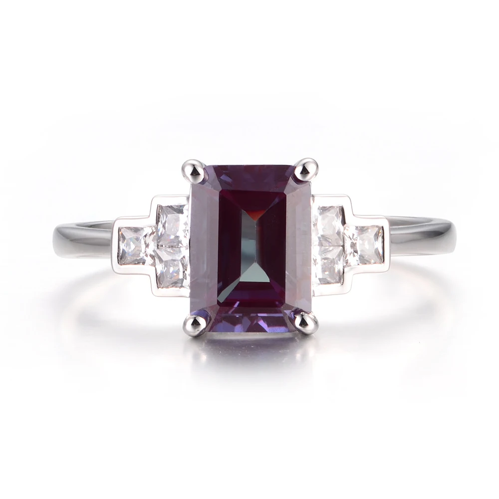 Leige Jewelry Engagement Rings Alexandrite Emerald Cut Color Changing Gems Solid 925 Sterling Silver June Birthstone Gifts | Украшения и