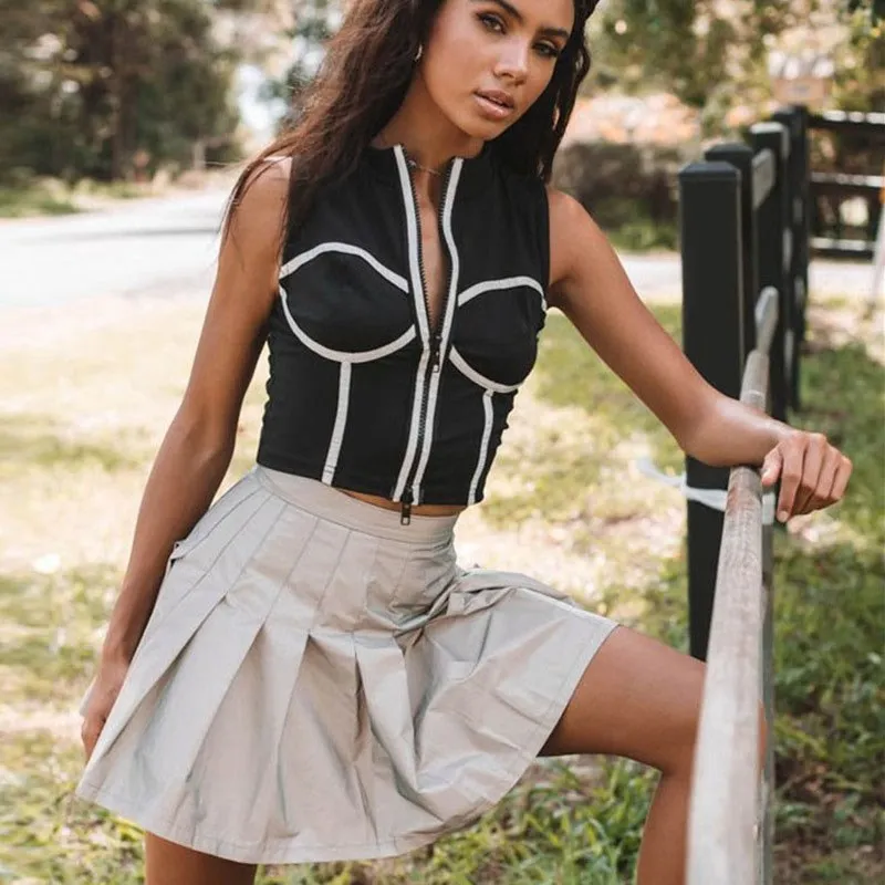 Модная женская Повседневная светящаяся юбка сексуальная ночная плиссированная