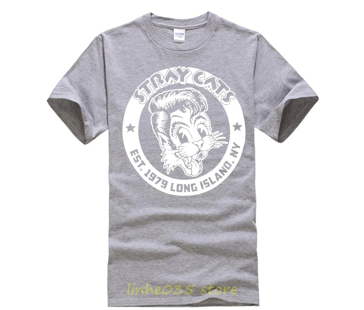 Мода для мужчин s Stray Cats основана 1979 Slim Fit Графическая печатная Футболка Черная