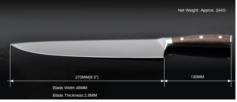 10,5 ''12'' кухонный нож шеф-повара гьюто немецкий 1,4116 из нержавеющей стали разделочный нож для нарезки мясные овощные Фрукты для приготовления пищи 27,2 - Цвет: 270MM