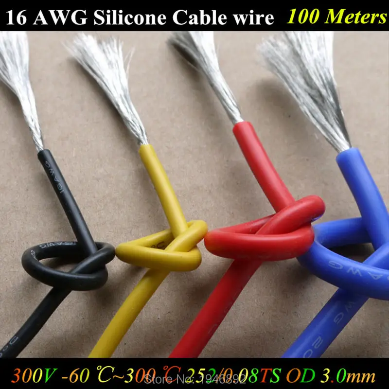 100 метров 16 AWG гибкий силиконовый провод RC кабель 16AWG 252/0.08TS OD 3 0 мм луженый медный 1